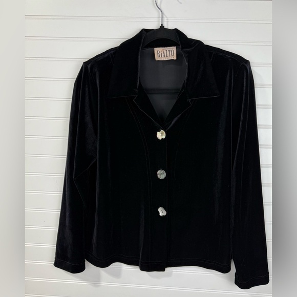 Rialto Tops - Vintage Rialto Collection by Joy Perreras. XS black velvet cardigan.
